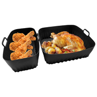 Revêtements de friteuse à air en silicone de qualité alimentaire, réutilisables, antiadhésifs, écologiques, style rectangulaire, avec brosses, spatules et tapis chauffants