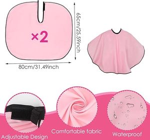 Cape de <span class=keywords><strong>Coiffeur</strong></span> Rose Courte Personnalisable avec Logo, Coupe Parapluie, pour Teinture Capillaire, Salon de Coiffure, Institut de Beauté et Maquillage - Product Image 2