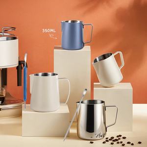 Tazza per Schiuma di Latte in Acciaio Inox 304 con Design a Bocca Appiattita/Appuntita, Stile Moderno e Minimalista per Casa, Ufficio e Caffetteria - Product Image 1