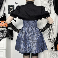 Gothique Foncé Deux Couleurs Jacquard Slip Robe Ensemble Nouvelle Mode Lolita Blouse Chat Caractère Sexy Cosplay Costume Halloween Plus La Taille