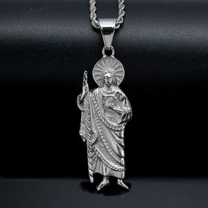 Hip Hop Saint Jude Jesus Religious Christian Waterproof Tarnish Free Stainless Steel Fashion Jewelry Pendant <b>Necklaces</b> <b>Man</b> Male - Product Image 5