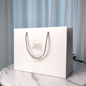 Bolsa de papel con logotipo personalizado, color blanco, barata, para compras - Product Image 3