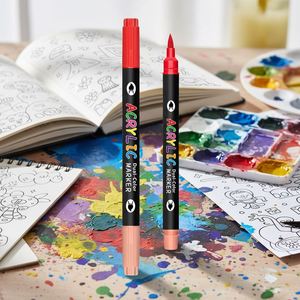 ปากกามาร์คเกอร์สำหรับงานศิลปะ DIY 12/24/36/48/60 สี กันน้ำ เมทัลลิก OEM ปากกาแบบถาวร หัวคู่ ปากกาสีอะคริลิค - Product Image 1