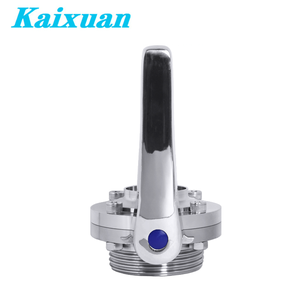 Vanne papillon manuelle sanitaire en acier inoxydable, conception bec <span class=keywords><strong>de</strong></span> canard, vanne papillon manuelle sanitaire en acier inoxydable à serrage trèfle - Product Image 2