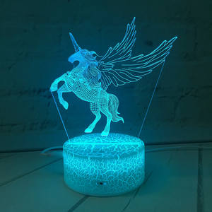 <span class=keywords><strong>Licorne</strong></span> Cheval Volant Pégase 3D Fissure Lampe atmosphère Animaux Capteur Tactile A Mené La Lampe De Lumière De Nuit - Product Image 3