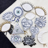 Écussons de Vêtements en Feutre Fait Main et Robustes, Broches DIY Décoratives 3D à Perles, Strass, Pompons et Motifs Yeux pour Vêtements