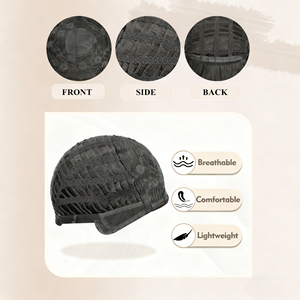 Perruque de luxe courte bouclée style ondulations naturelles en fibre haute température, facile à coiffer pour femmes, brun clair - Product Image 2