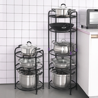 Usine en gros cuisine en acier au carbone étagère de rangement ménage sol debout Pot étagère multicouche supports de stockage en métal