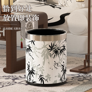 Retro Metal Cylindrical Trash Can Large Size Indoor Use For Living Room Kitchen Bedroom Bathroom Home High End Design - Product Image 1