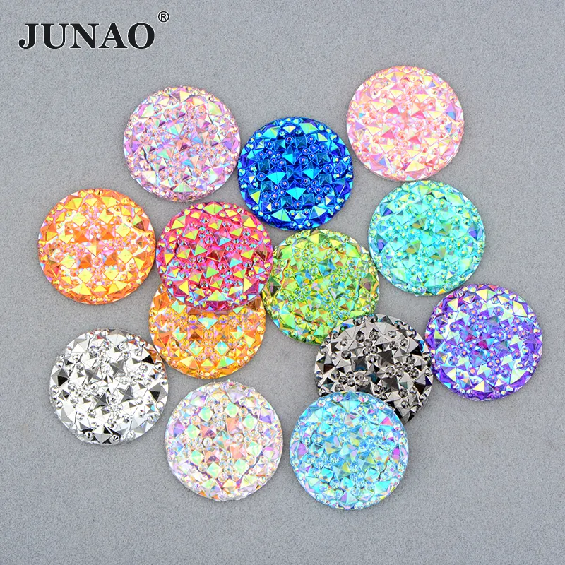 JUNAO-diamantes de imitación de resina para manualidades, 8, 10, 12, 14, 16, 18, 20 y 30mm, sin adhesivo, Strass, redondos y grandes