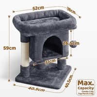 Arbre à chat, griffoir et condo intégrés, maison pour chat en peluche gris foncé et sisal, perchoir compact pour affûter les griffes