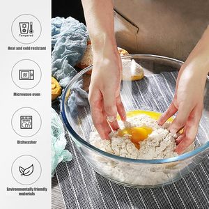 Bol à salade en verre sans BPA avec couvercle en plastique, 2 compartiments pour boîtes à lunch - Portable et écologique - Product Image 4