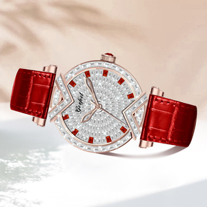 Montre mécanique de luxe pour femme avec logo personnalisé, incrustation de diamants, mouvement japonais NH05, étanche 50M, bracelet en cuir de vachette, montre pour femme - Product Image 4