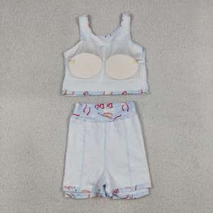 Toddler Girls Summer Baseball Print Active Outfit Soft and Stretchy Sleeveless Tank Top With Shorts Two Pieces Athletic Set - Product Image 2