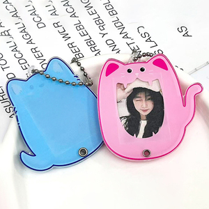 Porte-clés décoratif personnalisé en acrylique transparent de 1 pouce avec motif chat ou chien de dessin animé, pour cartes et photos, cadeau de vacances - Product Image 4