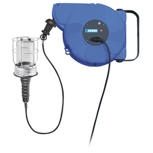 Fervi Self Retracting Cable Reel With Lamp Holder 230V 16A 15M Cord For <b>Workshop</b> <b>Lighting</b> - Product Image 1