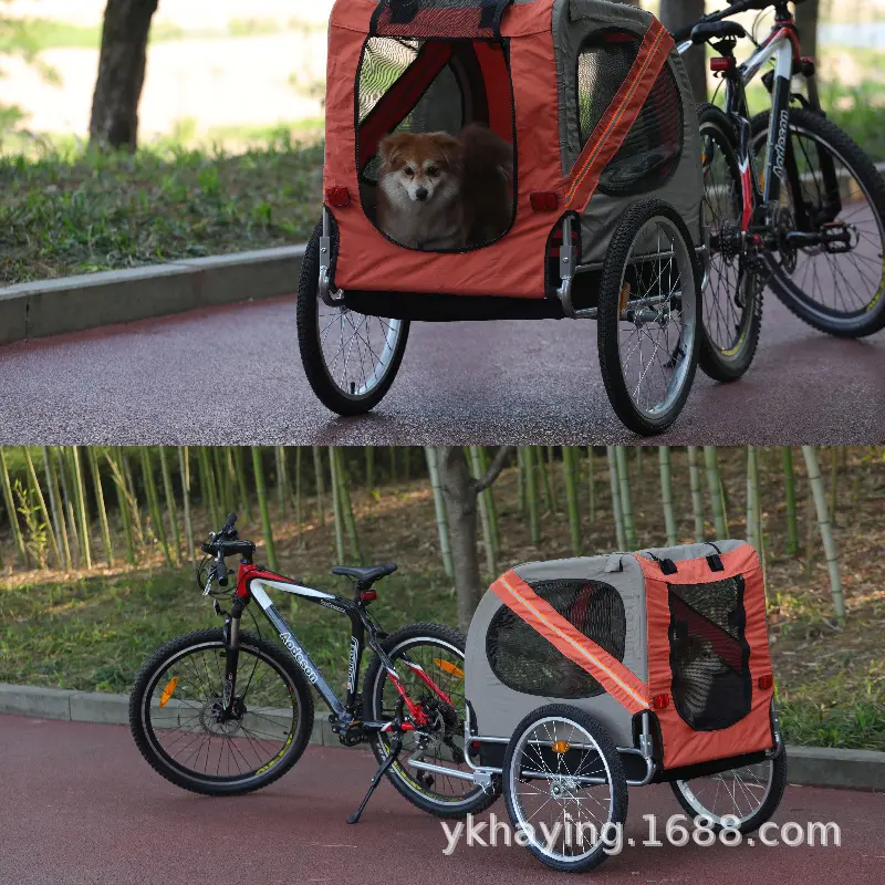 Remolque de bicicleta grande para mascotas, cochecito de gato y perro plegable, remolque de viaje para ciclismo al aire libre con Stipe reflectante