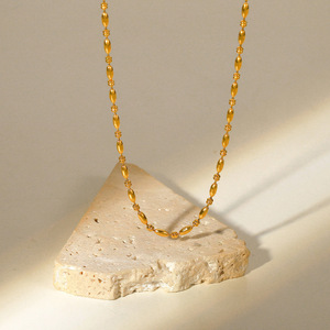 Gargantilla de cadena de cuentas redondas geométricas de nueva moda, collares de cadena redonda ovalada de acero inoxidable - Product Image 4