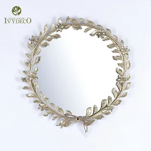 IVYDECO High Quality Material Framed Makeup Mirror Practical Decorative Hanging Mirror Wholesale Metal Wall Mirror