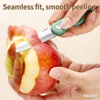 Couteau à éplucher pliable 2-en-1, éplucheur de fruits, dénoyauteur, en acier inoxydable vert matcha, ambidextre, compatible lave-vaisselle, portable pour le voyage