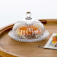 Cloche à dessert en verre transparent, dôme en verre gaufré, passe au lave-vaisselle, écologique, couvercle alimentaire pour hôtel, restaurant, banquet, table