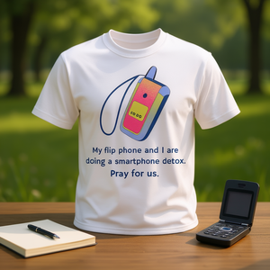 Camiseta con diseño de teléfono plegable y desintoxicante de la tecnología para minimalistas tecnológicos - Product Image 3