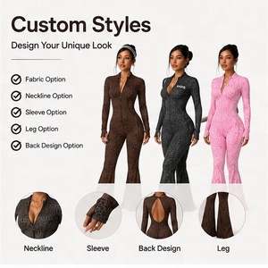 Combinaison <span class=keywords><strong>de</strong></span> yoga sexy à imprimé léopard pour <span class=keywords><strong>femme</strong></span>, <span class=keywords><strong>tenue</strong></span> <span class=keywords><strong>de</strong></span> fitness ajustée, fermeture éclair intégrale, vêtement <span class=keywords><strong>de</strong></span> sport une pièce pour l'entraînement et la <span class=keywords><strong>gym</strong></span> - Product Image 4