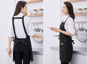 Thick Cotton Canvas Salon <b>Apron</b> Cross Back with Multiple Pockets Adjustable <b>Work</b> <b>Apron</b> for Men and Women - Product Image 3