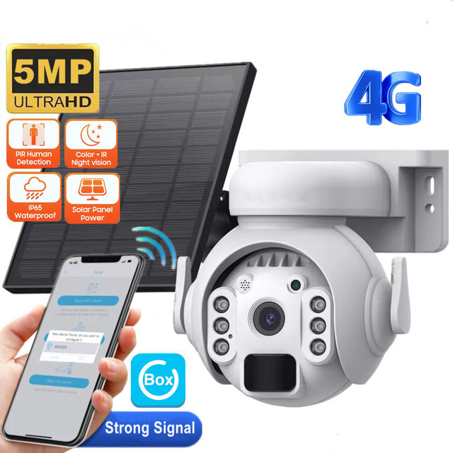 3K 5MP 4G SIM Solar Panel Security PTZ Night Vision PIR Human Detection Surveillance Solar Battery Camera