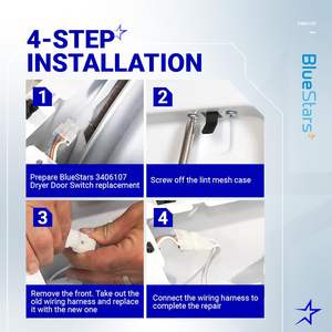 BlueStars WP3406107 interruptor de puerta de secadora eléctrica Compatible con <span class=keywords><strong>secadoras</strong></span> <span class=keywords><strong>Whirlpool</strong></span> Maytag reemplaza 3406109 3405100 piezas de secadora de ropa - Product Image 5