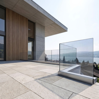 Système de main courante en verre trempé sans cadre en U, noir mat, en acier inoxydable SUS304, résistant aux intempéries, sur mesure pour terrasse extérieure
