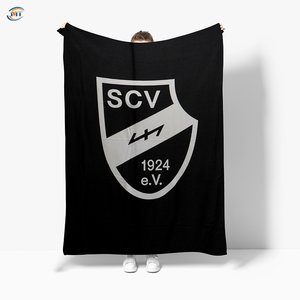 <span class=keywords><strong>Couverture</strong></span> promotionnelle en <span class=keywords><strong>polaire</strong></span> polyester noire avec logo personnalisé imprimé - Product Image 1