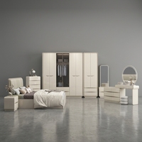 Ensemble de meubles de chambre à coucher de luxe moderne avec armoire, table de chevet, sommier, commode et coffre de rangement pour la maison et l'hôtel