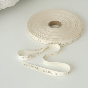 Ruban en coton biologique imprimé sur mesure avec motif chevron écologique pour emballage cadeau et affichage de logo - Product Image 1