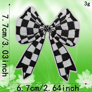 New Hot Iron on Embroidered Colorful Checkered Bow Knot Patch for Hat Hoodies Decoration - Product Image 5