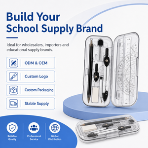 Kit di Strumenti per Disegno Tecnico con Righello e Compasso, Set per Matematica e <span class=keywords><strong>Geometria</strong></span> in Plastica e Metallo per Studenti - Product Image 2
