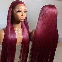 Perruque Lace Frontale Cheveux Humains Couleur Bourgogne 99J 13x4 Rouge Vente en Gros Cheveux Vierges Alignés Cuticules Remy Brésiliens Ondulés Perruques Lace Body Wave
