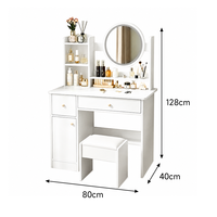 Bureau de toilette moderne avec miroir et rangement, table de maquillage élégante pour chambre à coucher