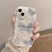 Nouvelle coque de téléphone portable en TPU bleu papillon, design sportif, antichoc, prix d'usine, pour 16/15 Pro Max/14/13/12/11