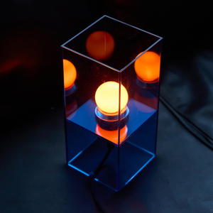 Lámpara de mesa con espejo acrílico azul, bombilla incandescente E27, control de interruptor para dormitorio, sala de estar, estudio, luz nocturna decorativa - Product Image 4