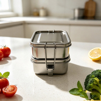 Boîte à lunch double couche en acier inoxydable 304, étanche, boîte bento scellée, récipient alimentaire portable pour l'école, le bureau, l'extérieur