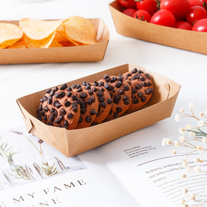 Sinh Thái thủ công giấy Hot Dog Hộp thuyền hình dạng món ăn gà thức ăn nhanh phục vụ khay Kraft hộp chống trượt thực phẩm tấm giấy tráng miệng khay - Product Image 5