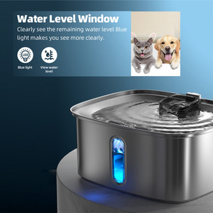 Fontaine à eau pour animaux de compagnie en acier inoxydable, grande capacité de 9 L, distributeur d'eau pour chiens et chats, abreuvoir détachable - Product Image 2