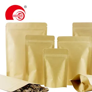 Huihua Ambachtelijke Papieren Zak 150G Zip Lock Stand Up Snack Voedsel Verpakking Pouch In Voorraad Plastic Kraftpapier Bolsa plasticas