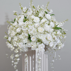Bola de Flores de Rosa Blanca Artificial de Seda Personalizada al por Mayor, Adorno de Mesa, Decoración de Boda - Product Image 3