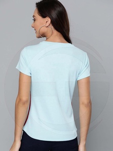 Camiseta lisa de poliéster y algodón suave para mujer, Camiseta con estampado de logotipo personalizado, estilo elegante, venta al por mayor - Product Image 3