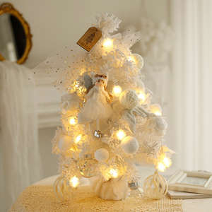 Mini luces y adornos para árboles de Navidad, maceta de pino artificial de 22 pulgadas, decoración navideña de mesa para exhibición festiva o de oficina - Product Image 4