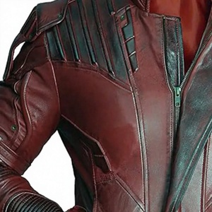 Men's Red Leather Heated Moto <b>Jacket</b> Front Logo Stand Collar Zipper Closure Slim Fit Biker Style Winter Wear - Product Image 3
