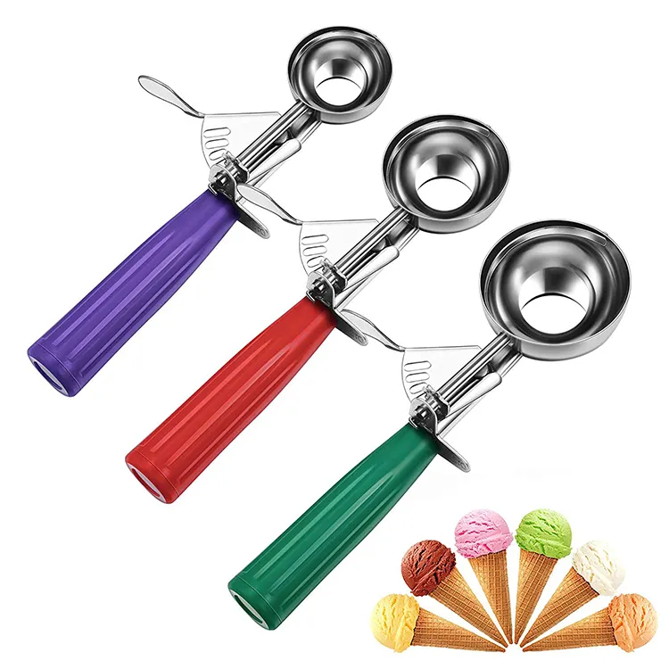 Online vendita superiore in acciaio inox Ice Creem Scoop Digger Spade Ball Maker antiscivolo gomma Grip Icecream Scoop paletta per gelato