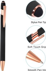 Stylo bille 2-en-1 en métal rose, logo personnalisé, pointe 1,0 mm, design sportif, cadeau publicitaire original, fourni par l'usine - Product Image 3